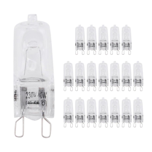20Pcs G9 Halogen Light Bulbs,40W Clear Halogen Lamps Dimmable,2800K