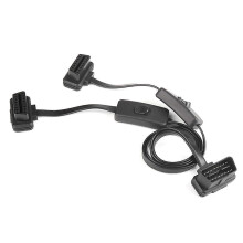 60CM OBD2 16Pin Extension Cable with Switch 1 Male to 2 Female Flat Wire Adapter