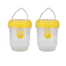 2 pcs Outdoor Hanging Solar Wasp Trap, Wasp Catcher with Light compatible with Yellow Jackets, Hornets, Bees