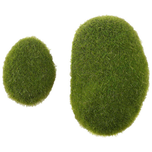 20 Artificial Moss Stones in 2 Sizes, Decorative Stones with Green Moss