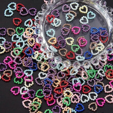 1000pcs Colorful Hollow Pearl Heart Shape Nail Charms Mixed Color Flat Tank Top Shape Cute Assorted Pearls 3D Nail Decoration for Nail Art DIY Crafts
