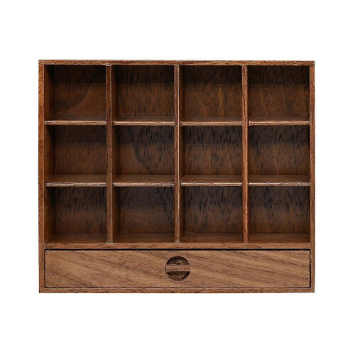 1/6 Scale Doll House Cup Holder Storage Rack Solid Wood Mini Bookcase Study Decor