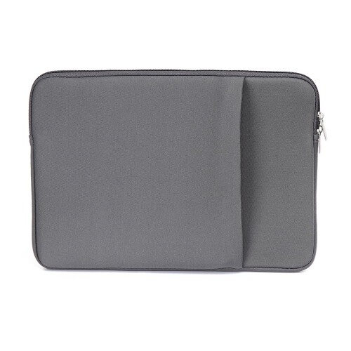 Capa protetora para laptop de 15 polegadas, estojo cinza de espuma com zíper.