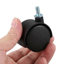 40mm Dual Wheel Rotating Box Black 6mm Threaded Stem