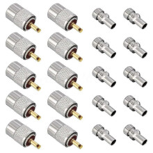 10pcs UHF/PL-259 Solder Connectors with Reducer compatible with RG8X, RG8, RG59, LMR-400, RG-213 Coaxial Cables