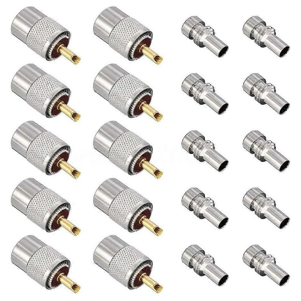 10Pcs Uhf/Pl-259 Solder Connectors With Reducer Compatible With Rg8x, Rg8, Rg59, Lmr-400, Rg-213 Coaxial Cables 3463950762003