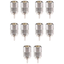 10 pieces UHF male connectors PL259 solder plugs compatible with RG8 RG213 LMR400 7D-FB cable silver