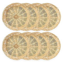 8 Pack 10 inches Bamboo Paper Plates, Handwoven Reusable compatible with Dinner Plates