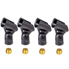 universal microphone clip holders with 5/8-inch male to 3/8-inch female nut adapters