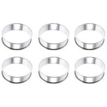 6pcs Double Rolled Stainless Steel Round Muffin Tart Rings