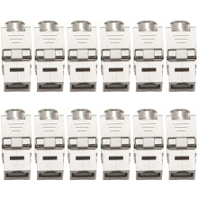 12 Pieces RJ45 Keystone Cat7 Cat6A Shielded FTP Zinc Alloy Module Network Keystone Jack Connector Adapter