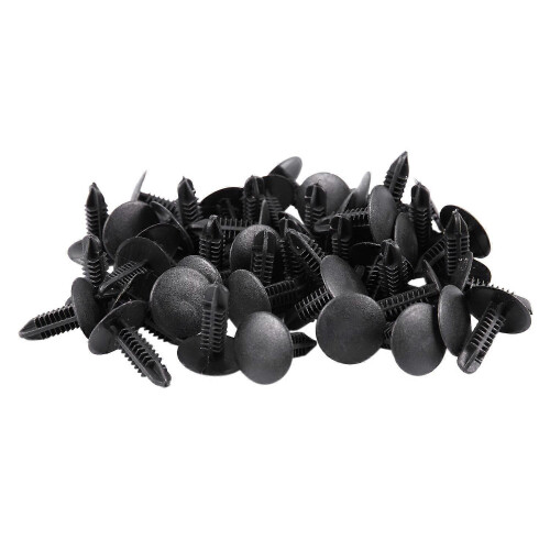 48pcs black plastic 5mm x 5mm hole diameter rivets mounting push clips