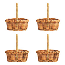 4 Stück geflochtener Mini-Rattan-Korb, kleiner Blumenkorb mit