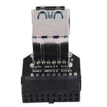 20-pin to dual USB 3.0 adapter converter 19-pin/20-pin header to 2 USB A female ports compatible with desktop motherboards
