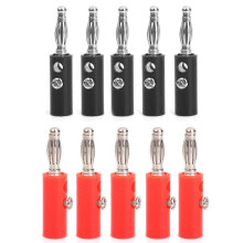 10pcs 4mm Insulated Banana Plug Connectors and Sockets Red+Black