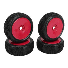 2024-4PCs 1/8 RC Truck Tires Rubber Wheel Tires Accessory Replacement for HPI RC Off Road Vehicle Red