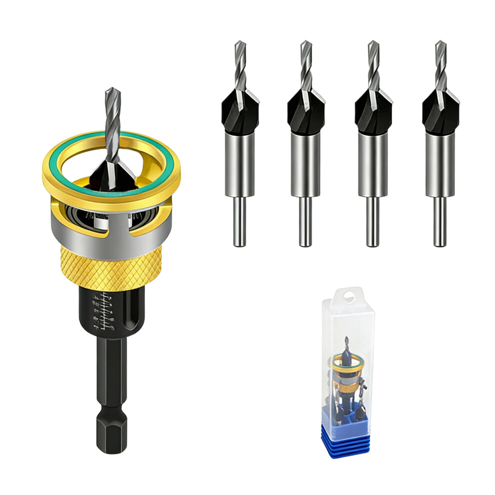 Countersink Drill Bit With Depth Stop Hex Shank Drill Bit-Gold 7754001966164
