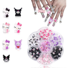 70pcs Nail Ornaments, Kawaii Nail Ornaments Slime Ornaments 3D Nail Art Ornaments Flat Back Resin Ornaments for Nail Art Decoration Supplies