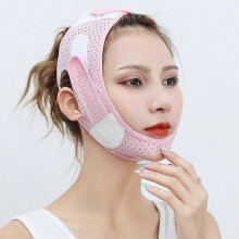 Molded facial artifact lifting mask can eliminate wrinkles, tight bandage for sleeping, breathable and non-slip in summer, pink double lifting