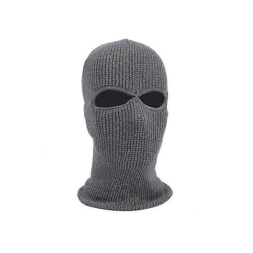 2 Hole Balaclava Hood Cap Full Face Mask-Gray