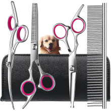 Dog Grooming Scissors Kit with Safety Round Tip Stainless Steel Professional Dog Grooming Scissors Set