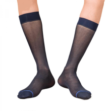 Calzini eleganti da uomo sottili in seta trasparente, calzini formali da lavoro in morbido nylon sopra il polpaccio, calze lunghe a righe b