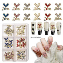 Love nail art accessories Valentine's Day DIY small fresh color-plated metal love nail accessories 30pcs