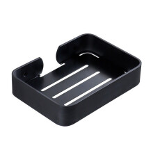Portasapone da bagno, portasapone da doccia, da parete, nero, in alluminio, quadrato | portasapone