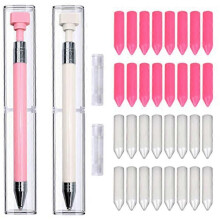 Kit com 34 canetas para pintura com diamantes, 2 canetas de cera recarregáveis com 32 ceras cada, aplicador de cola giratório.