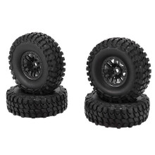 4 Pcs 55X24mm Wheel Rim Tire Set, compatible with Axial SCX24 90081 AXI00001 1/24 RC Crawler Car