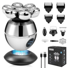 6 in 1 Men Electric Shavers 7D Hair Clipper Nose Trimmer with LED Display Wet Dry Use