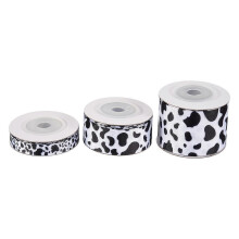 3 Pcs White Black Cow Print Wired Edge Ribbon, for Craft Gift Wrapping