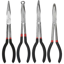 4Pcs 11-Inch Long Needle-Nosed Pliers Set: Straight, 45, 90, O-Type