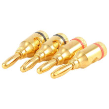 4 Pcs 4mm Gold Plated Banana Plugs for Speaker Cable Connections