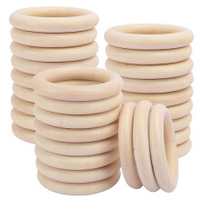 30 Pack Unfinished Wooden Rings, 4 Inch, Natural, for DIY Crafts Jewelry Making