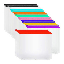 40Pcs A4 Size 3 Hole Zipper Binder Pockets for 3-Ring Loose Leaf Binder