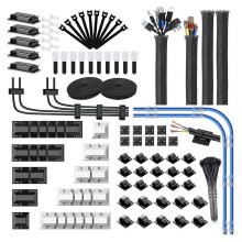 186 PCS Cable Organizer Kit with Cable Holder, Wire Organizer Sleeve Cord Clips Roll