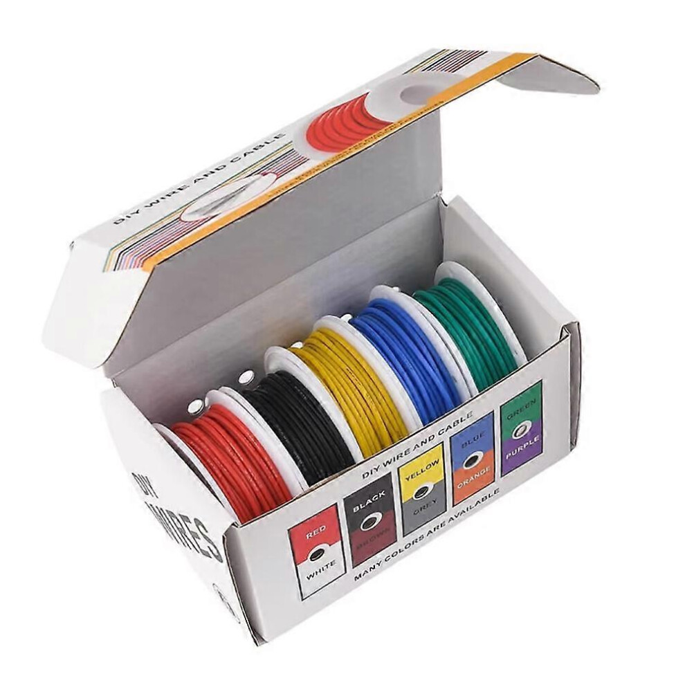 22Awg Flexible Silicone Electric Wire 22 Gauge Stranded Tinned Copper Wire 5 Colors 16.4Ft/5M Each 3232985681289