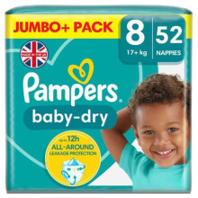Pampers Baby-Dry Size 8 52 Nappies 17KG Plus
