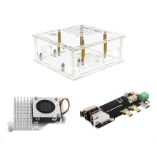 Raspberry Pi 5 Gehäuse mit Lüfter und HDMI-kompatibler HD-Adapterplatine, kompatibel mit Raspberry Pi 5, unterstützt Dual-4K-Ausgabe