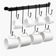 17-inch zwarte wandhouder voor koffiemokken, ophangrek met haken