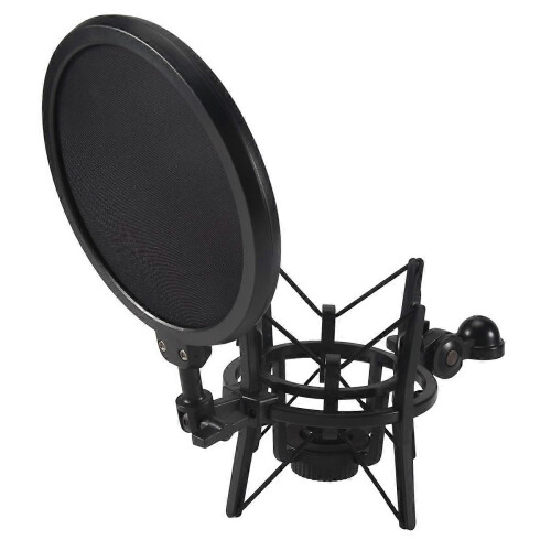 Professional Microphone Shock Mount with Shield Articulating Head Holder Stand Bracket compatible with Studio