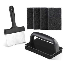 Kit de limpeza para chapa de 15 cm com esponja abrasiva antirriscos e superfície plana.