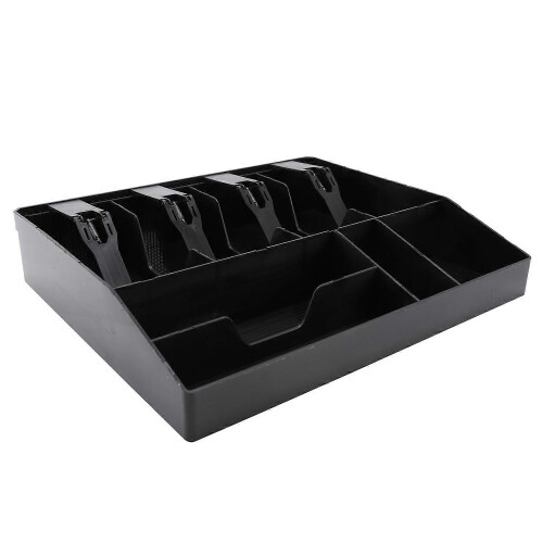 Eight Grids Cash Drawer Box with Coin Tray, Adjustable Safe Storage