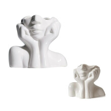 White Ceramic Female Face Flower Vase compatible with Home Decor Modern Art Decorative Vase