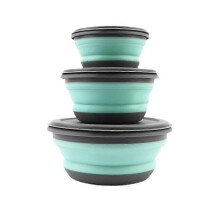 Collapsible Bowls, 3pcs Food Grade Silicone Camping Bowl Salad Bowl with lids, Portable Expandable Lunch Box Food Storage Container for Camping Travel