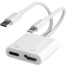 Kabeladapter, Lightning- und USB-C-Doppelkabel auf HDMI, Lightning-auf-HDMI-Digital-AV-Adapter, iPhone- und iPad-1080p-HDMI-Adapter (Video u