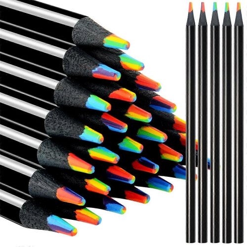 Set di 7 matite in legno multicolore arcobaleno per disegnare e colorare