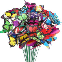 Butterfly Decorations, 50 Pcs Butterfly Stakes PVC Waterproof Decorative Colorfuli Garden Stakes