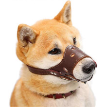 Brown Soft Leather Adjustable Dog Muzzle for Small, Medium And Large Dogs  Xl